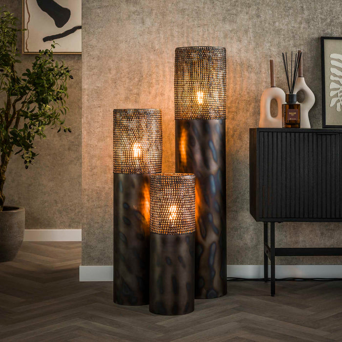 Giga Meubel - Vloerlamp Zwart|Bruin - 1-Lichts - 120cm - Cilinder