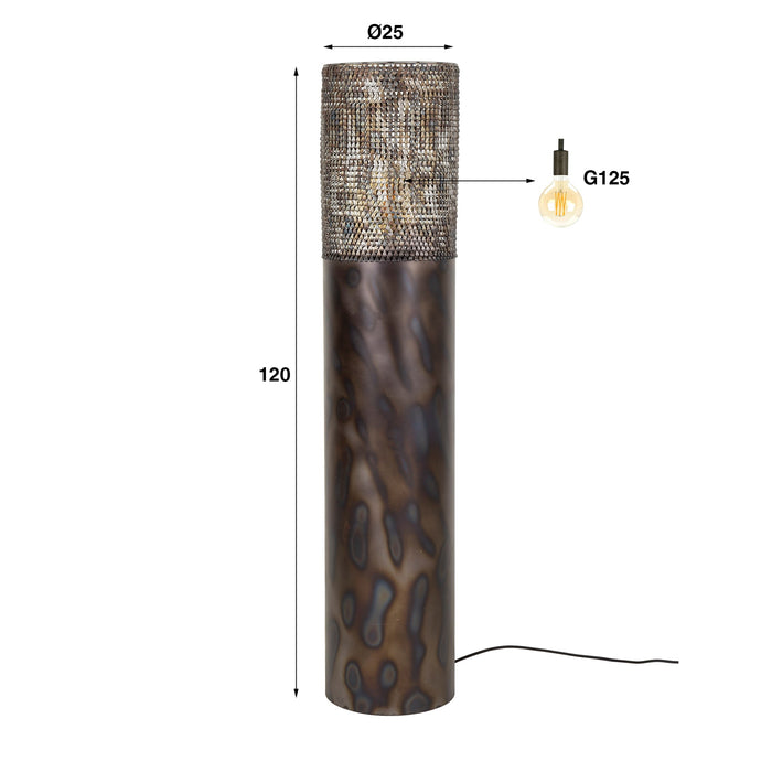 Giga Meubel - Vloerlamp Zwart|Bruin - 1-Lichts - 120cm - Cilinder