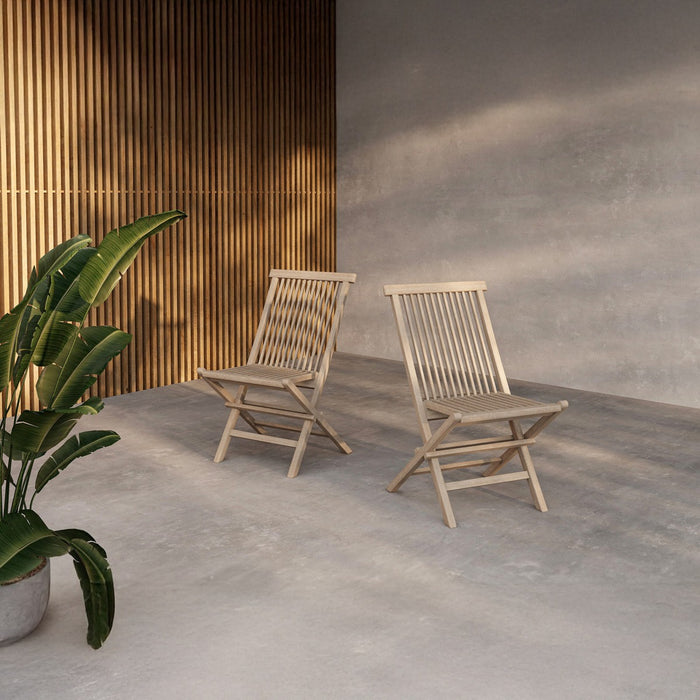 Fjôrd - Tuinstoel Whitewash Teakhout - Kenya - Set van 2