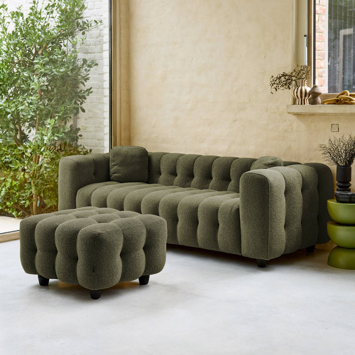 sweeek - Poef, bouclé voetenbankje voor 3-zitsbank Leon