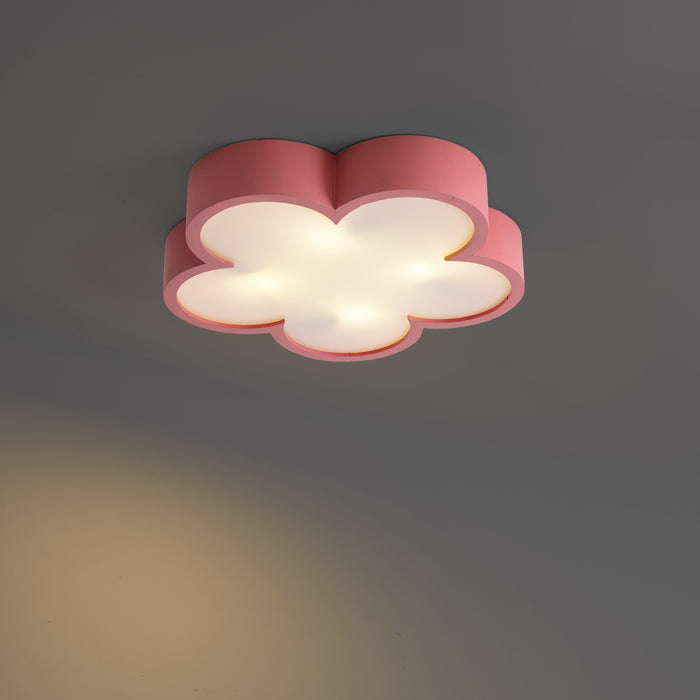 QAZQA Kinder plafondlamp roze met wit - Lucille