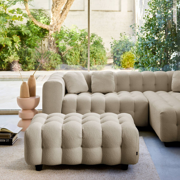 sweeek - Poef, bouclé voetenbankje voor 3-zits hoekbank Leon