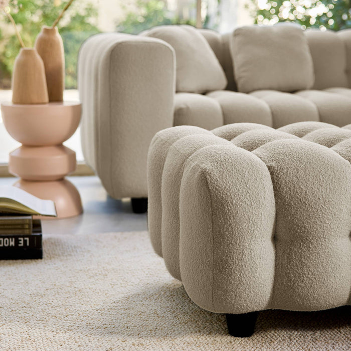 sweeek - Poef, bouclé voetenbankje voor 3-zits hoekbank Leon