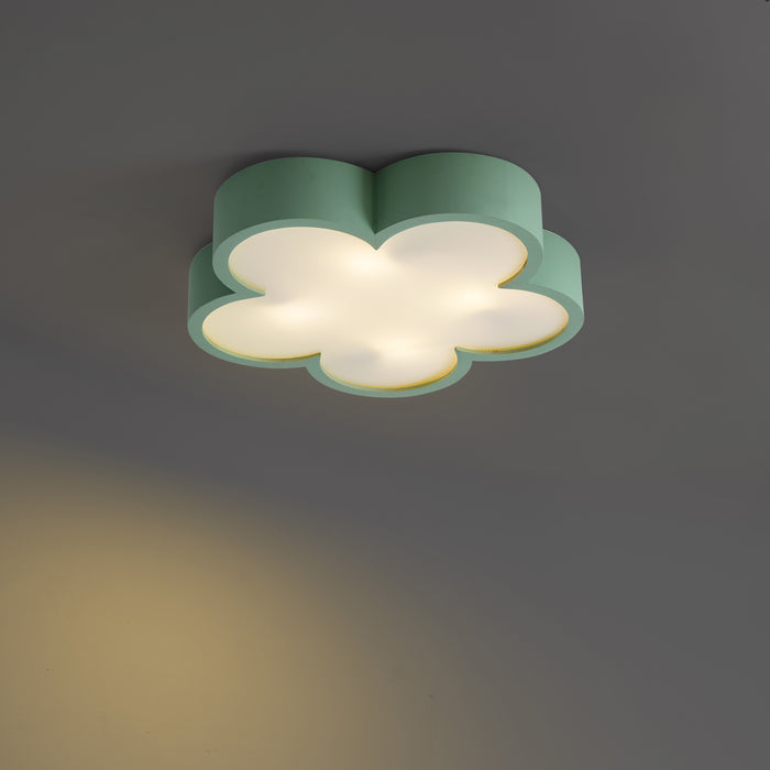 QAZQA Kinder plafondlamp groen met wit - Lucille