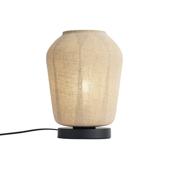 QAZQA Japandi tafellamp zwart met beige linnen kap 21.5cm - Nami