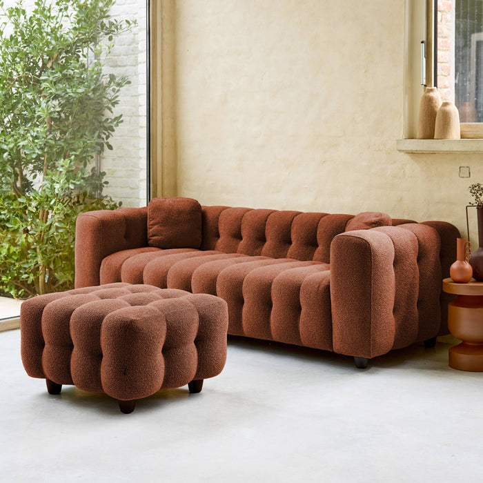 sweeek - Poef, bouclé voetenbankje voor 3-zitsbank Leon