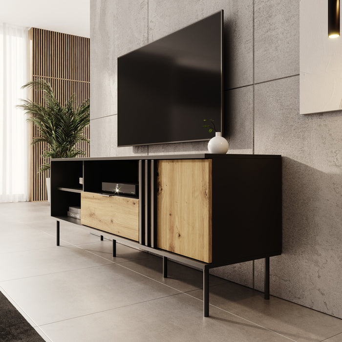 Meubella - Rogan - TV-Meubel - Zwart - 160 cm