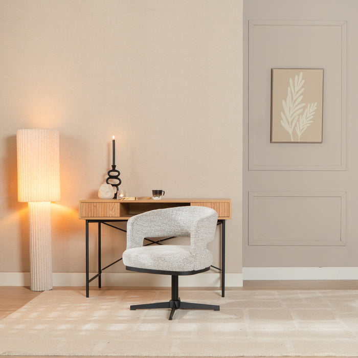 Bronx71 Draaifauteuil Gino gemêleerde stof off white|zwart