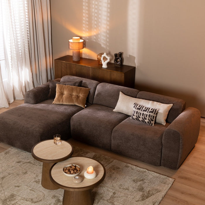 Bronx71 Hoekbank Maine chenille stof bruin links