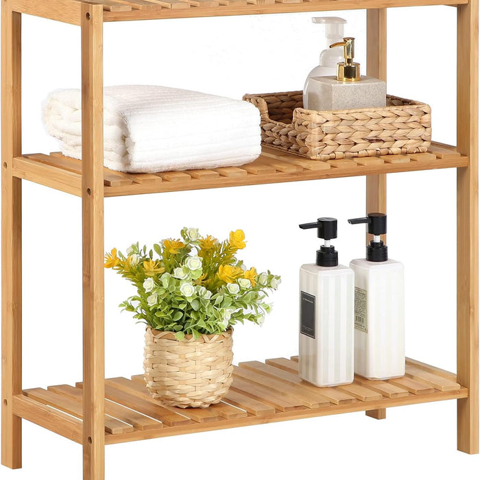 Badkamerrek - 3 legplanken - 60x66x26 cm - bamboe