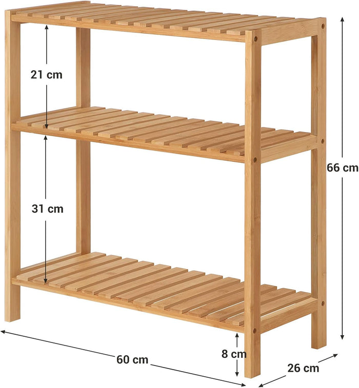 Badkamerrek - 3 legplanken - 60x66x26 cm - bamboe