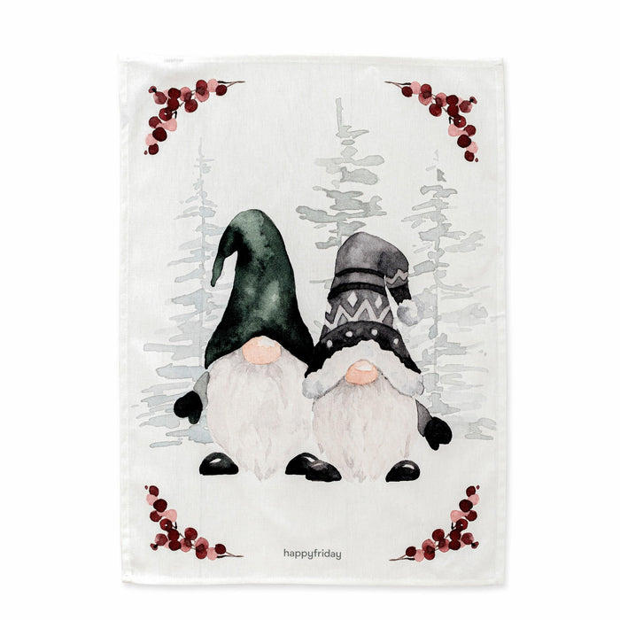 Gnomes Keukenhanddoek 2 stuks 70x50 cm Xmas, Veelkleurig, 100% katoen, de kwaliteit van 200 Gr x m2