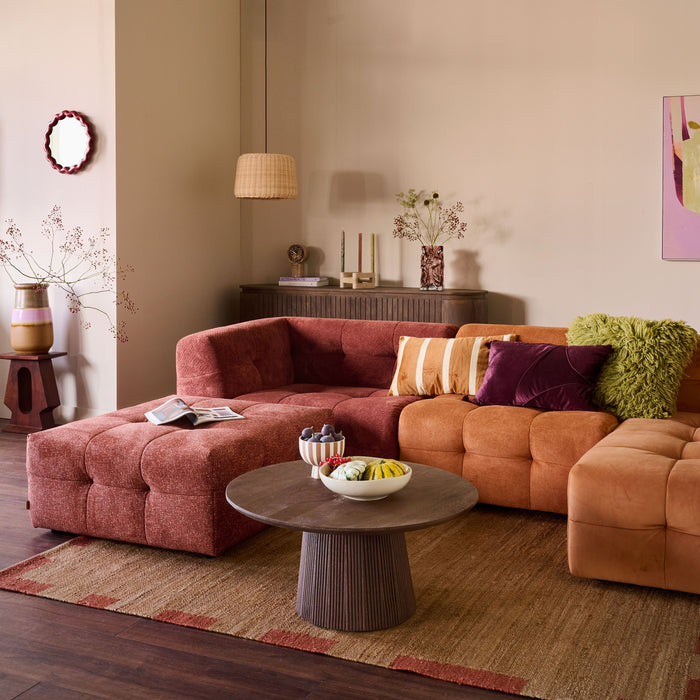 by fonQ Wies 3,5-zits Hoekbank Rechts met Hocker - Materiaalmix - Terra Blend