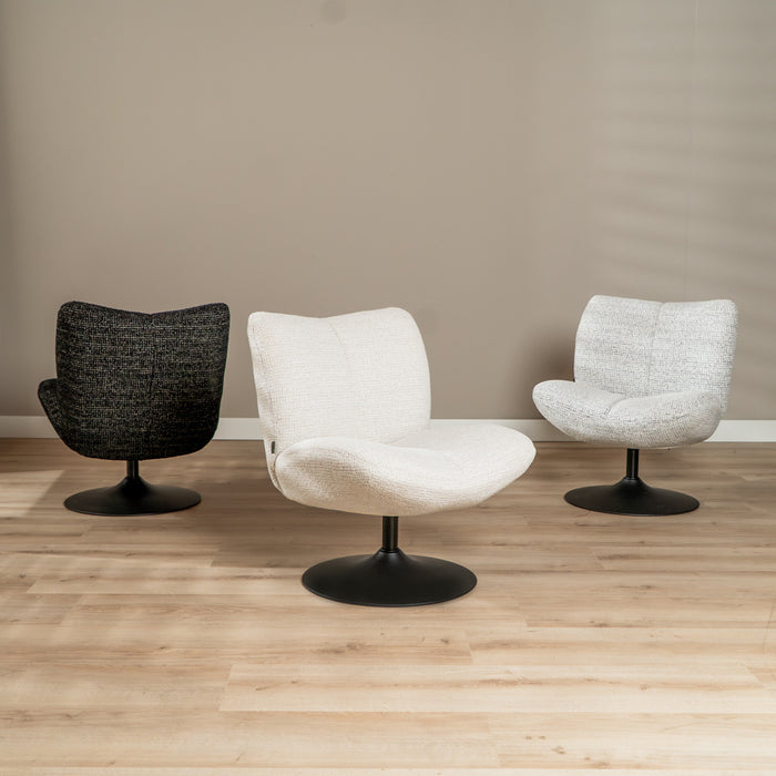 Bronx71 Draaifauteuil Moira gemêleerde stof off white| zwart