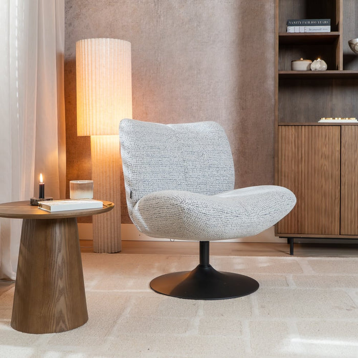 Bronx71 Draaifauteuil Moira gemêleerde stof off white| zwart