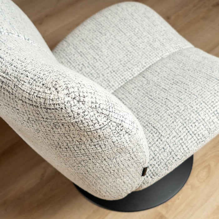 Bronx71 Draaifauteuil Moira gemêleerde stof off white| zwart