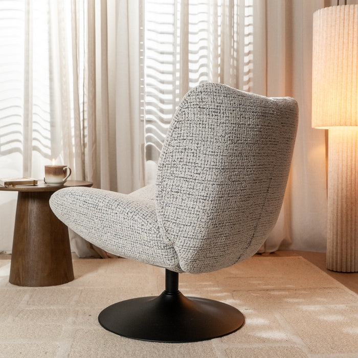 Bronx71 Draaifauteuil Moira gemêleerde stof off white| zwart