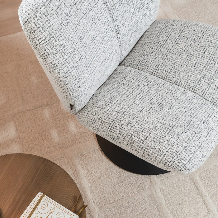 Bronx71 Draaifauteuil Moira gemêleerde stof off white| zwart