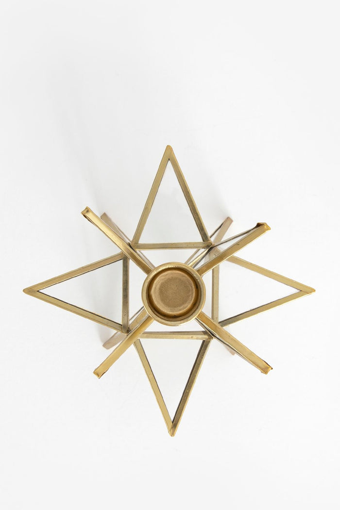 Sissy-Boy Goudkleurige kandelaar in ster vorm van glas en metaal