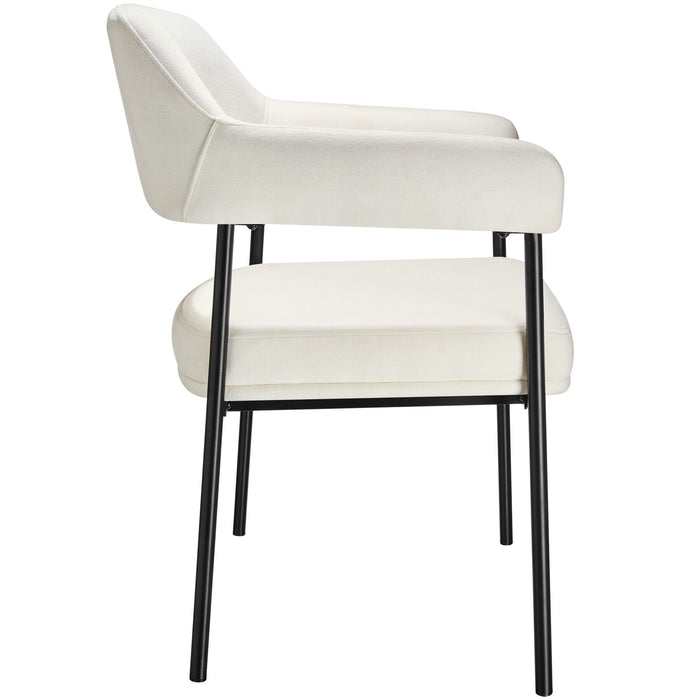 tectake® Eetkamerstoel Doé, gestoffeerd, stalen poten - Set van 4