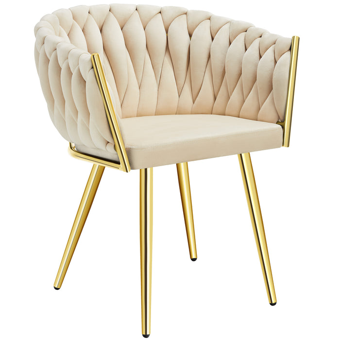 tectake® Set eetkamerstoelen Astano fluweel, knoopdesign - Set van 6