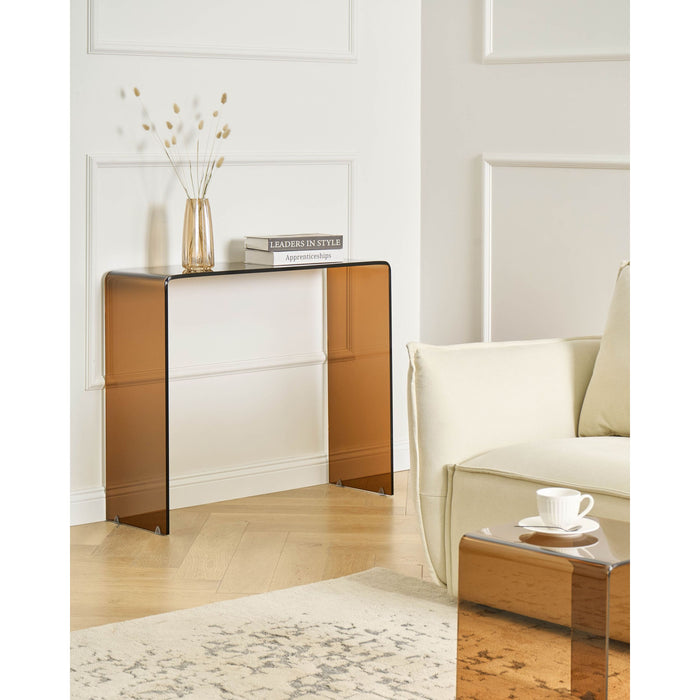 Beliani - KENDALL - Sidetable - Bruin - Veiligheidsglas