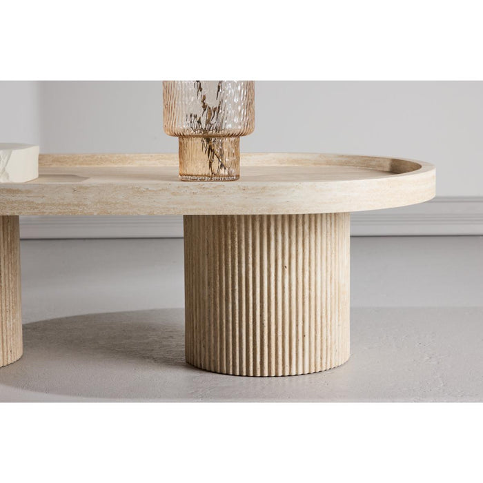 Svea - Bjørn ovale salontafel - 120 x 60 cm - travertinlook