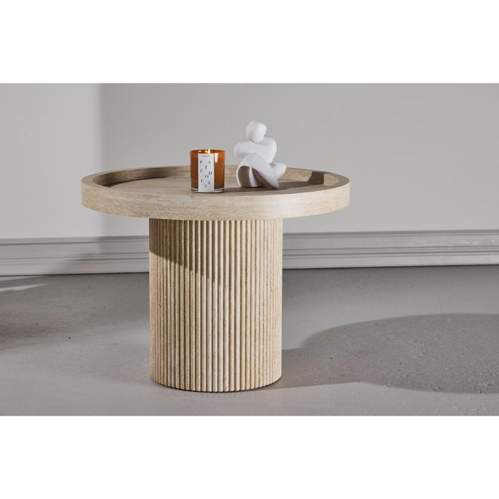 Svea - Bjørn ronde bijzettafel - ø60 cm - travertinlook