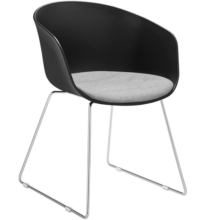 tectake® Kunststof eetkamerstoel Logart, gestoffeerd - Set van 2