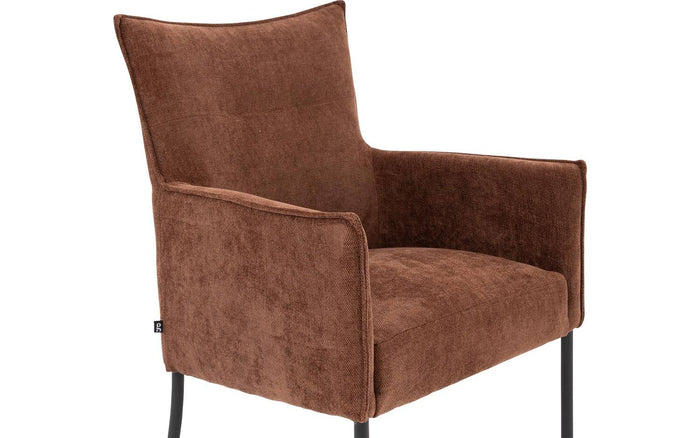 Goossens Eetkamerstoel Erik - Textiel met armleuning