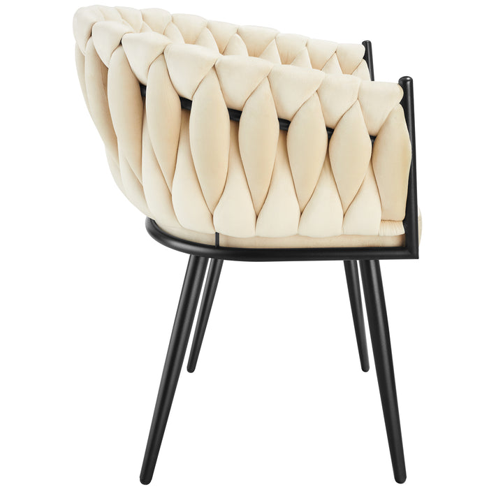 tectake® Set eetkamerstoelen Astano fluweel, knoopdesign - Set van 4