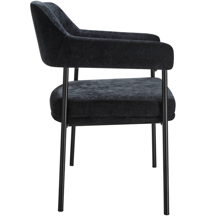 tectake® Eetkamerstoel Doé, gestoffeerd, stalen poten - Set van 2