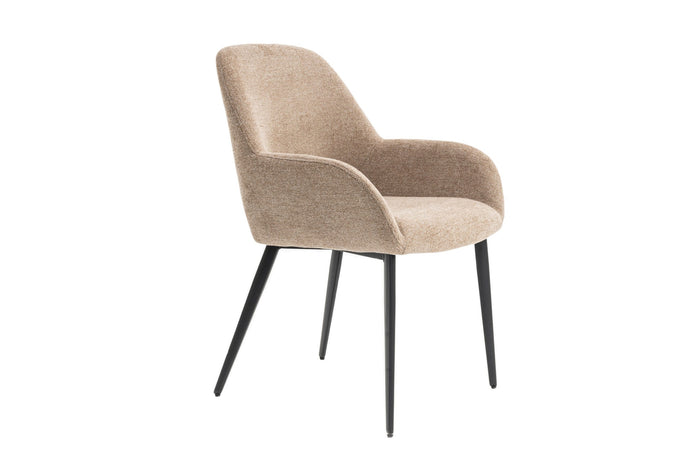 Eetkamerstoelen set van 4 met armleuning - Levi - Taupe - Stof