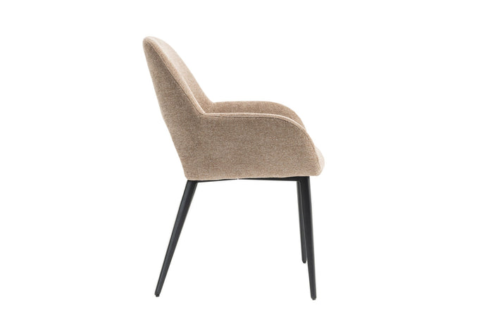 Eetkamerstoelen set van 4 met armleuning - Levi - Taupe - Stof