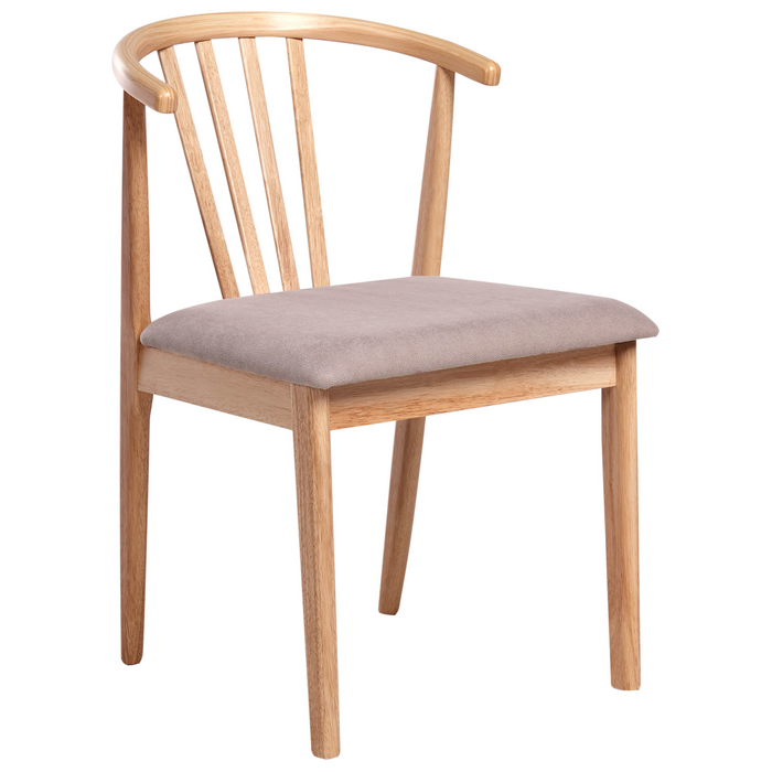 Beliani-CRAIG-Eetkamerstoel set van 2-Lichtbruin|Taupe-Rubberhout