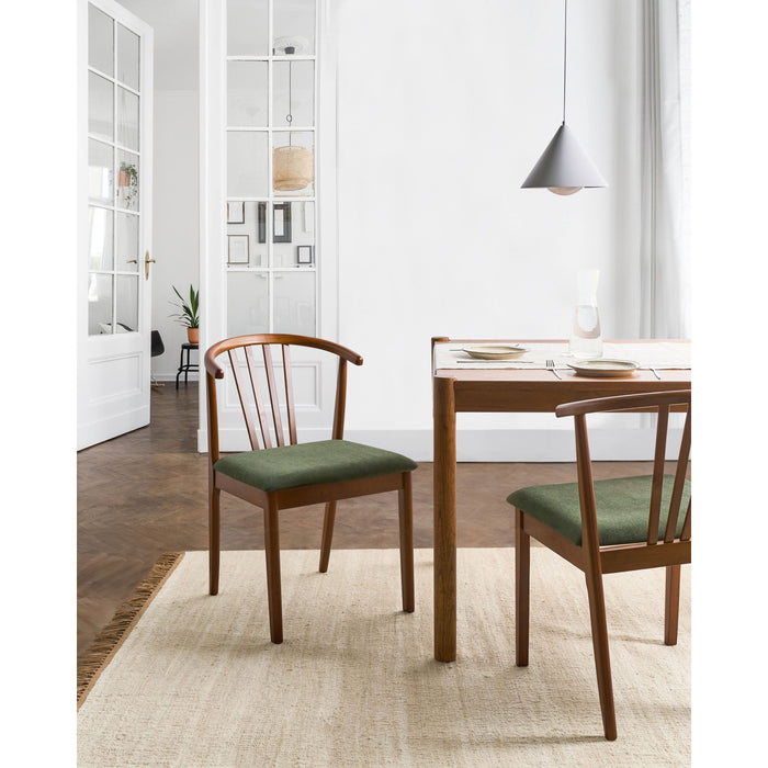 Beliani-CRAIG-Eetkamerstoel set van 2-Donkerhout|Groen- Rubberhout