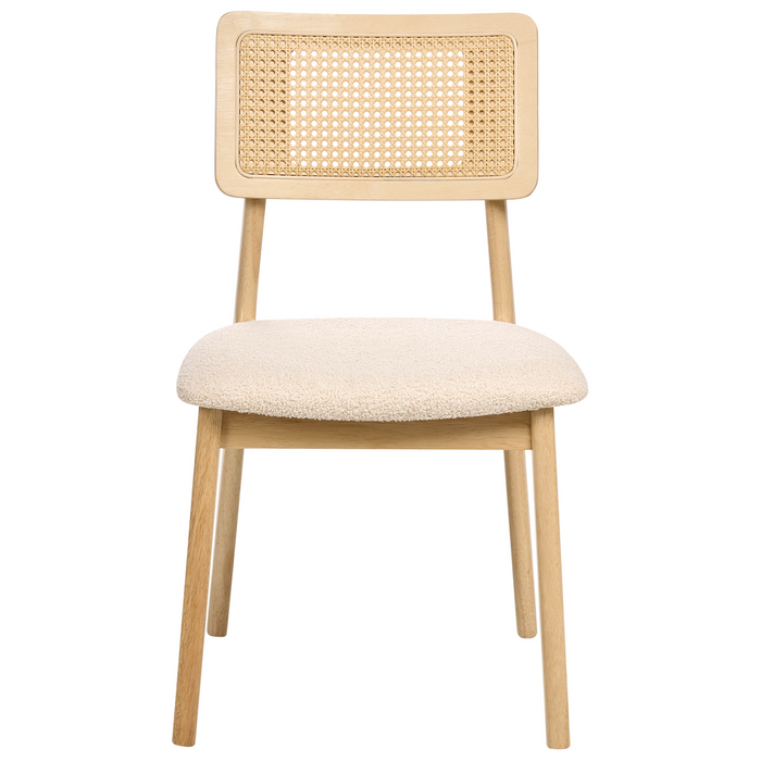 Beliani-EMBAR-Eetkamerstoel set van 2-Lichtbruin-Rubberhout|Bouclé