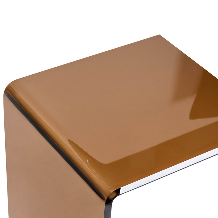 Beliani - LOURDES - Bijzettafel - Bruin - Veiligheidsglas