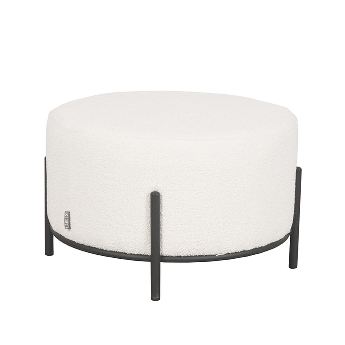 LABEL51 - Poef Troy XL - Ivoor Boucle - Zwart Metaal