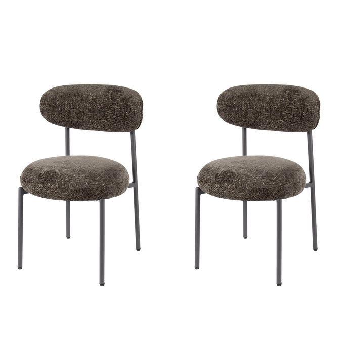 Hoyz Collection - Eetkamerstoel Round - Bruin - Set van 2