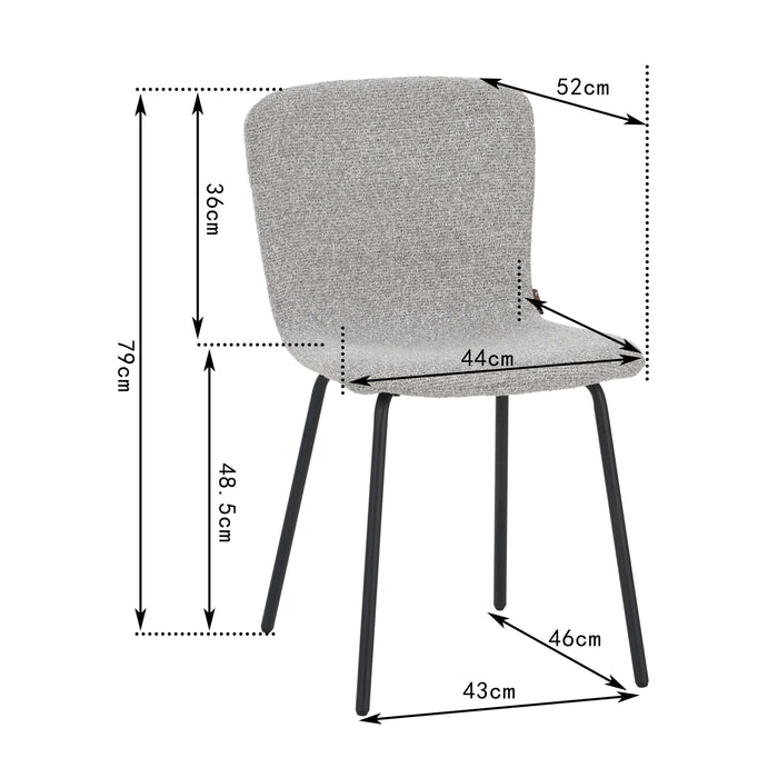 Eetkamerstoel Luca Grijs Stof Set van 4