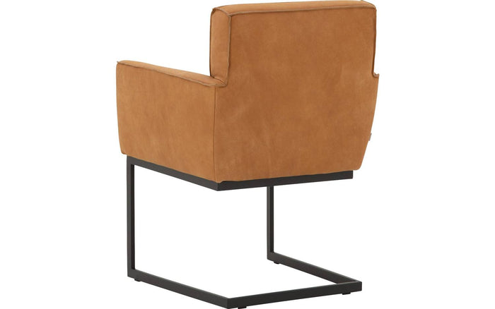 Goossens Eetkamerstoel Tomleuning - Leder met armleuning