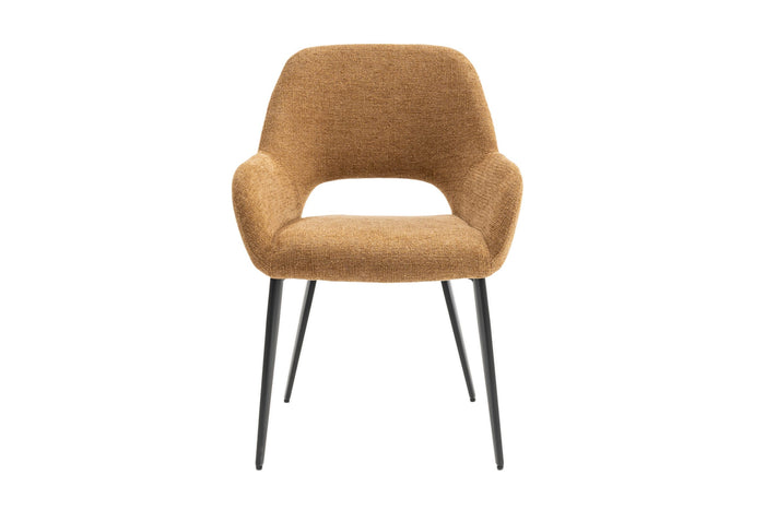 Eetkamerstoelen set van 4 met armleuning - Levi - Mosterd Geel - Stof