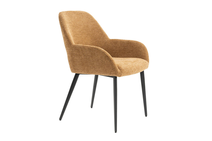 Eetkamerstoelen set van 4 met armleuning - Levi - Mosterd Geel - Stof