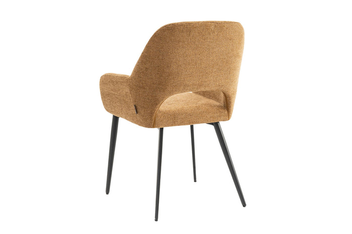 Eetkamerstoelen set van 4 met armleuning - Levi - Mosterd Geel - Stof