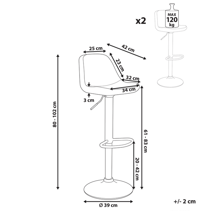 Beliani - KAHLA - Barkruk set van 2 - Taupe - Bouclé