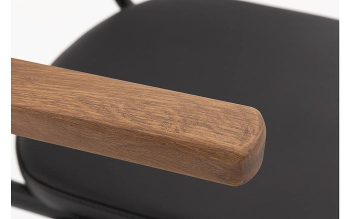 Goossens Barstoel Chaplin - grijs Leder met armleuning