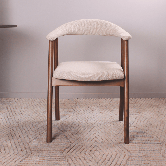 DS4U Quinn eetkamerstoel beige - donkerbruin hout