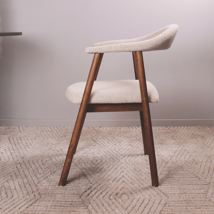 DS4U Quinn eetkamerstoel beige - donkerbruin hout