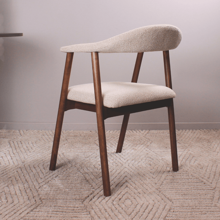 DS4U Quinn eetkamerstoel beige - donkerbruin hout